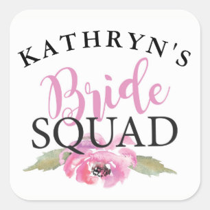 Bride Squad Vrijgezellenfeest Stickers Bloemen Roz