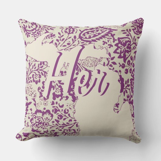 Bride staat Michigan Paars en Beige Floral Kussen (Voorkant)