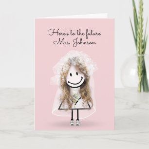 Bride Stick Figuur Meisje met Sneakers en madelief Kaart