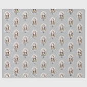 Bride Stick Figuur met Daisy Bouquet Cadeaupapier (Vlak)