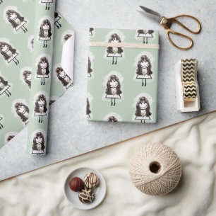 Bride Stick Figuur met Daisy Bouquet Cadeaupapier