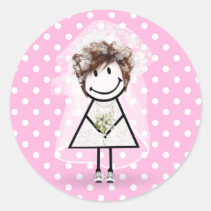 Bride stick Girl in Sneakers op pooldots Ronde Sticker
