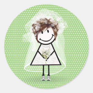 Bride stick Girl in Sneakers op pooldots Ronde Sticker
