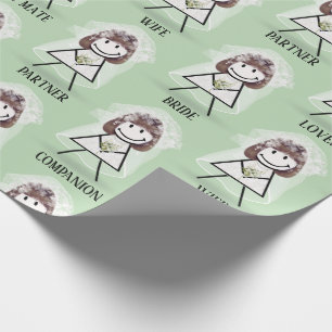 Bride Stick Girl met Bridal Text on Green Cadeaupapier