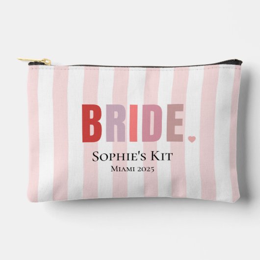 Bride Survival Kit Bag | Pink Stripes Aangepaste n Etui (Voorkant)