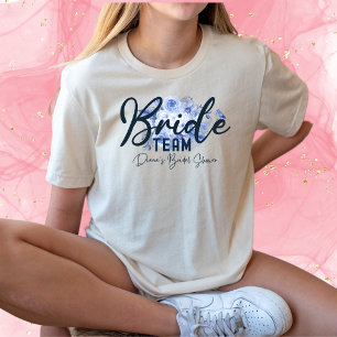 Bride Team-Rustic Dusty Blue Roos Waterverf-Boho T-shirt