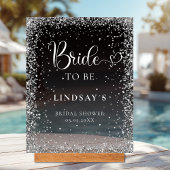 BRIDE TO BE! Black Silver Glitter Bridal Shower 