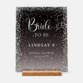 BRIDE TO BE! Black Silver Glitter Bridal Shower  (Recto)