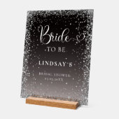 BRIDE TO BE! Black Silver Glitter Bridal Shower  (Angle)