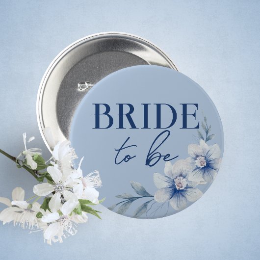 Bride to Be Blue Floral Vrijgezellenfeest Button