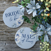 Bride to Be Blue Floral Vrijgezellenfeest Button