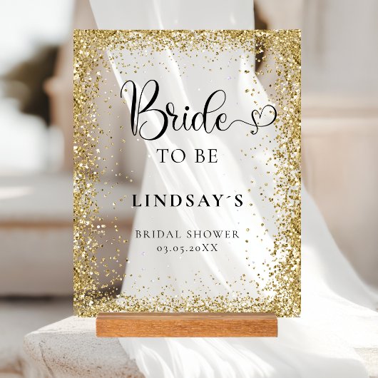 BRIDE TO BE! Gold Glitter Bridal Shower 