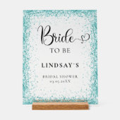 BRIDE TO BE! Mint Glitter Bridal Shower  Acryl Bord (Voorkant)