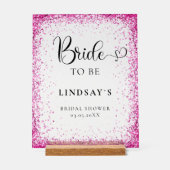 BRIDE TO BE! Pink Glitter Bridal Shower  Acryl Bord (Voorkant)