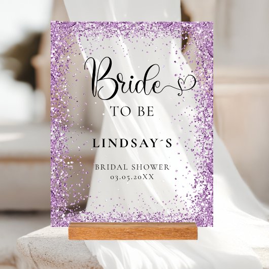 BRIDE TO BE! Purple Glitter Bridal Shower 