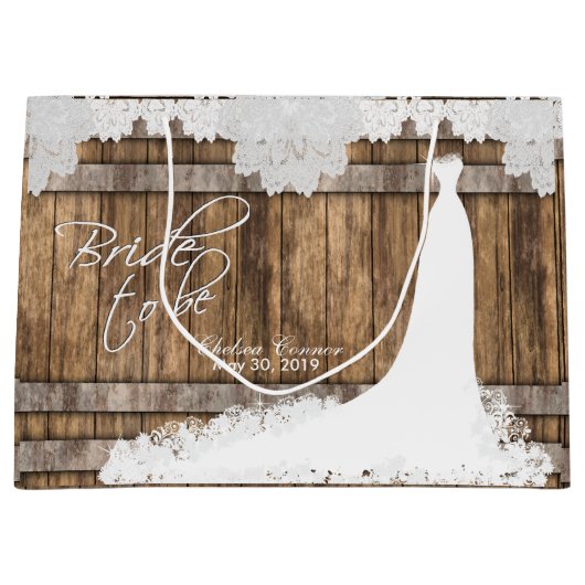 Bride to be - Robuust hout en  ontwerp Large Cadeauzakje (Voorkant)