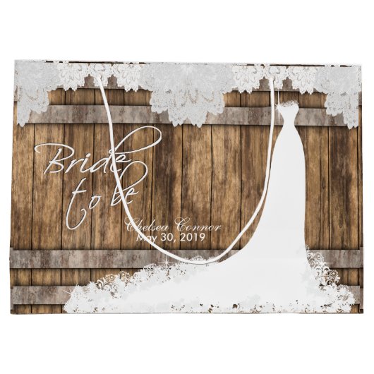 Bride to be - Robuust hout en  ontwerp Large Cadeauzakje (Achterkant)