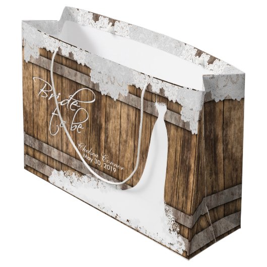 Bride to be - Robuust hout en  ontwerp Large Cadeauzakje (Achterkant Gekanteld)
