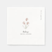 "Bride to Be" Roze & Witte Aquarel Tulp Servet (Voorkant)