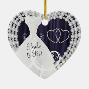 Bride to be White Diamonds Plum Paars Wedding Keramisch Ornament