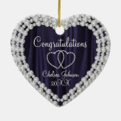 Bride to be White Diamonds Plum Paars Wedding Keramisch Ornament (Achterkant)