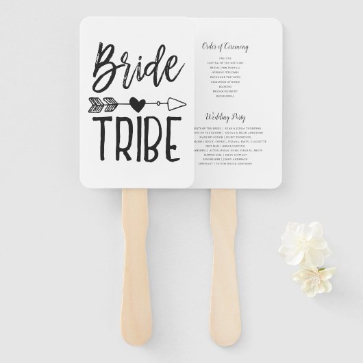 Bride Tribe | Aangepaste naam bruiloft Handwaaier (Voorkant en achterkant)