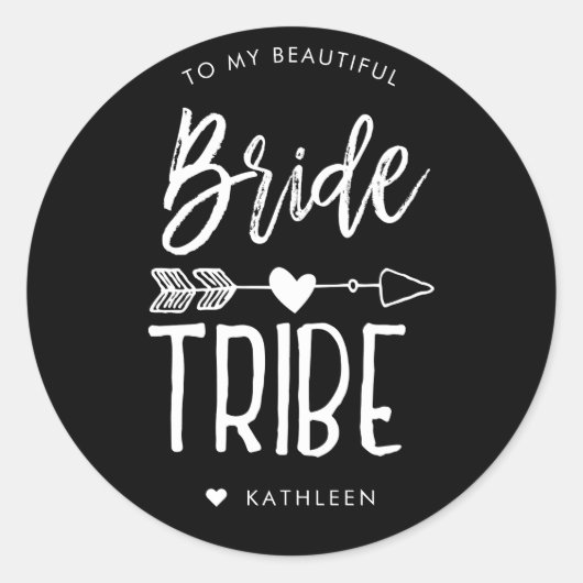 Bride Tribe | Aangepaste naam bruiloft Ronde Sticker (Voorkant)