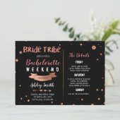 Bride tribe Bachelorette Itinerary-uitnodiging Kaart (Staand voorkant)