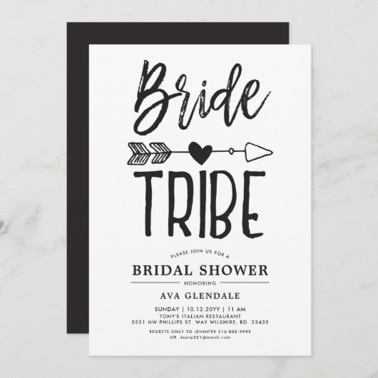 Bride Tribe | Bruiloftsscript Bruidsfeest Kaart (Voorkant / Achterkant)