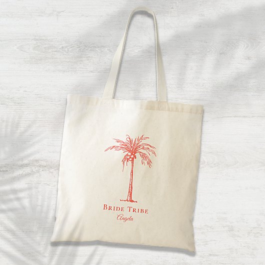 Bride Tribe Coral Palm - Aangepast Tote Bag