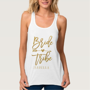 Bride tribe faux goudfolie tanktop