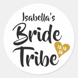Bride Tribe Gouden Datum Hart Persoonlijk Ronde Sticker