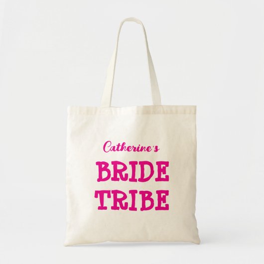 Bride Tribe Hot Pink Bachelorette Party Canvas tas (Voorkant)
