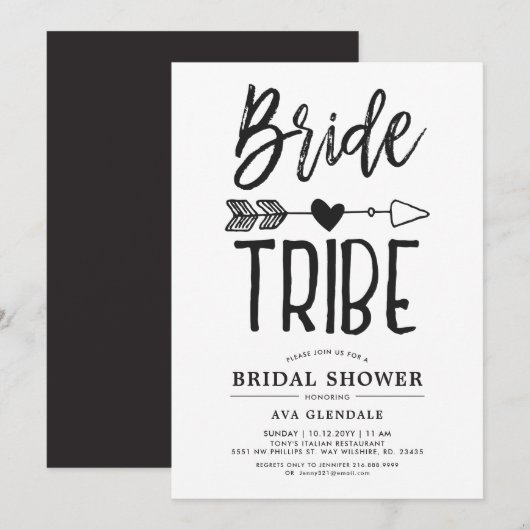 Bride Tribe | Invitations de fête prénuptiale avec (Devant / Derrière)