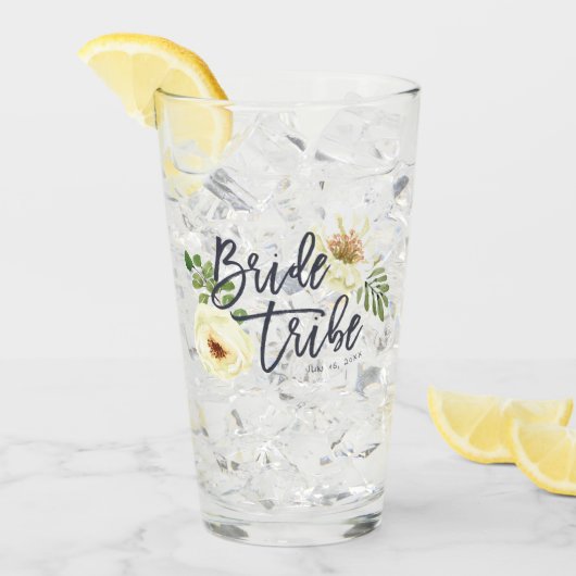 Bride Tribe Modern Waterverf Floral Foliage Glas (Voorkant ijs)