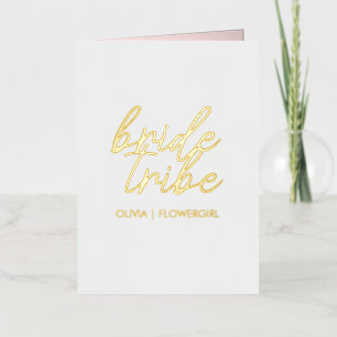 Bride Tribe Moderne Bruidsmeisje Bloemenmeisje Folie Wenskaart