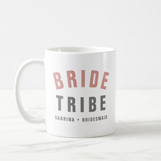 Bride Tribe | Moderne roze bachelorette Bridesmaid Koffiemok (Links)