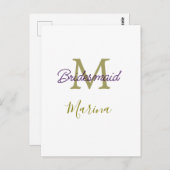 Bride tribe monogram bridal shower simple golden p briefkaart (Voorkant / Achterkant)