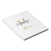 Bride tribe monogram bridal shower simple golden p notitieblok (Schuin)
