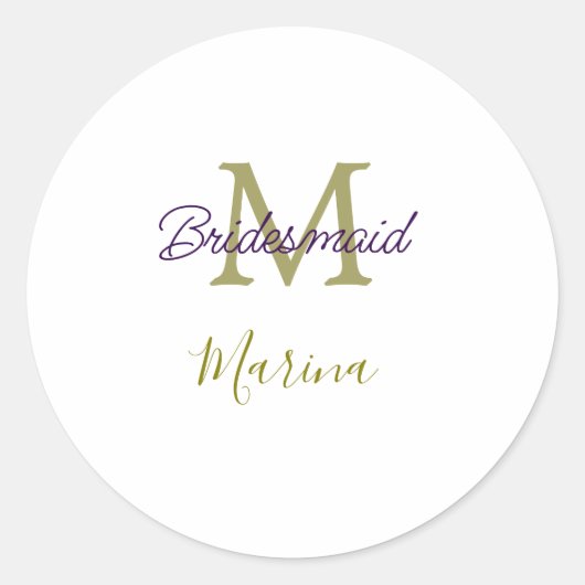 Bride tribe monogram bridal shower simple golden p ronde sticker (Voorkant)