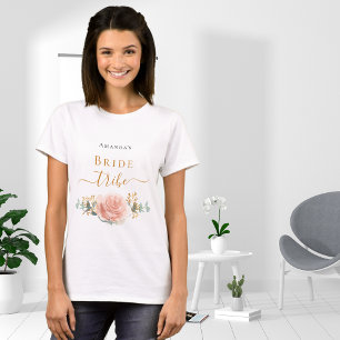 Bride tribe roos goudflorale eucalyptusgroen t-shirt