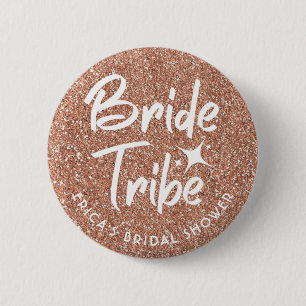 Bride tribe vrijgezellenfeest gouden pen ronde button 5,7 cm