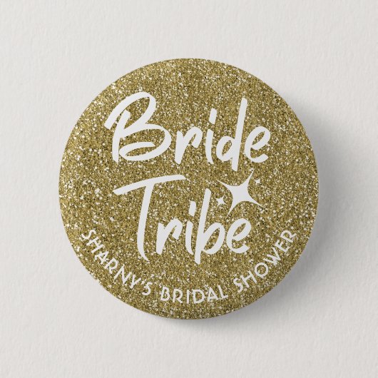 Bride Tribe Vrijgezellenfeest Pin Gold Ronde Button 5,7 Cm (Voorkant)