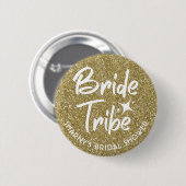 Bride Tribe Vrijgezellenfeest Pin Gold Ronde Button 5,7 Cm (Voorkant /achterkant)