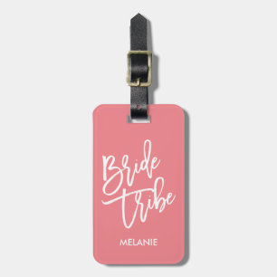 Bride Tribe White Script Bagagelabel