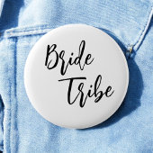 Bride Tribe Zwart Wit Elegant Wedding Button