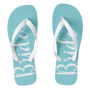 Bride Typography Blue Wedding Teenslippers