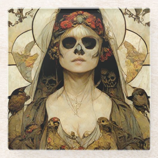 Bride van de dood Gothic Horror Glazen Onderzetter (Voorkant)