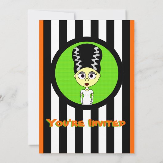 Bride van Frankenstein Halloween Costume Party Kaart (Achterkant)