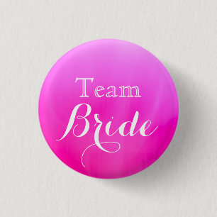 Bride van het hotroze witte bruiloft ronde button 3,2 cm